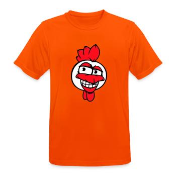 Huhn Vogel Hahn Chick Gockel grinsen Lustig Spaß - Männer T-Shirt atmungsaktiv - Neonorange - Vorne - AI Model Male 185 dark (185cm)