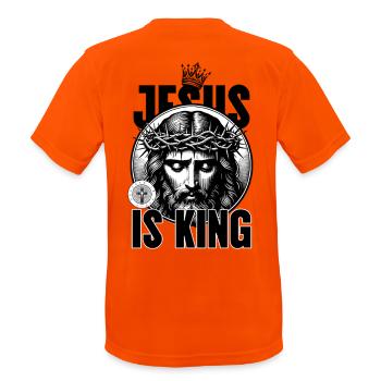 Jesus Is King Crown of Thorns - Men's Breathable T-Shirt - neon orange - Back - AI Model Male 185 dark (185cm)