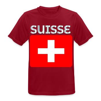 Schweiz - Männer T-Shirt atmungsaktiv - Dunkelrot - Vorne - AI Model Male 178 light (178cm)