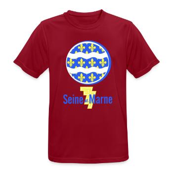 Logo Seine et Marne 77 - Men's Breathable T-Shirt - dark red - Front - AI Model Male 178 light (178cm)