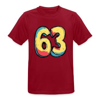 63 Number Comic - Men's Breathable T-Shirt - dark red - Front - AI Model Male 178 light (178cm)