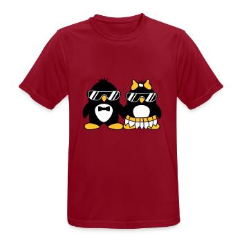 pingouin couple amour paerchen amoureux lunettes de soleil - T-shirt respirant Homme - rouge foncé - Devant - AI Model Male 178 light (178cm)