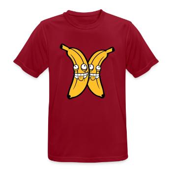 2 freunde team paar banane obst verrueckt grimasse - Männer T-Shirt atmungsaktiv - Dunkelrot - Vorne - AI Model Male 178 light (178cm)