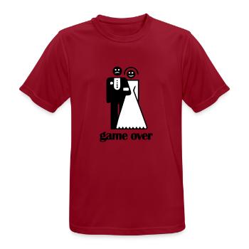 Hochzeits-Spiel über - Männer T-Shirt atmungsaktiv - Dunkelrot - Vorne - AI Model Male 178 light (178cm)