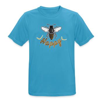 Abeille heureuse avec l’inscription « Happy » - T-shirt respirant Homme - bleu saphir - Devant - AI Model Male 178 light (178cm)