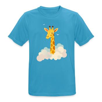 Gentle giraffe above the clouds – Dreamlike motif - Men's Breathable T-Shirt - sapphire blue - Front - AI Model Male 178 light (178cm)