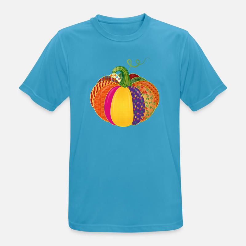 Patchwork Kürbis – Bunt gemusterte Herbstdeko - Männer T-Shirt atmungsaktiv - Saphirblau