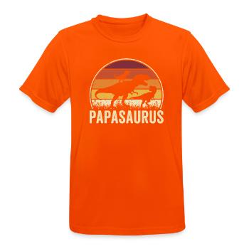 Papasaurus Papa Dinosaure Père Papa - T-shirt respirant Homme - orange néon - Devant - AI Model Male 185 dark (185cm)