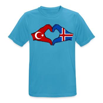 Turquie Islande Drapeau Mains Coeur Forme - T-shirt respirant Homme - bleu saphir - Devant - AI Model Male 178 light (178cm)