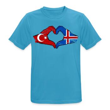 Turkey Iceland Flag Hands Heart Shape Used - Men's Breathable T-Shirt - sapphire blue - Front - AI Model Male 178 light (178cm)