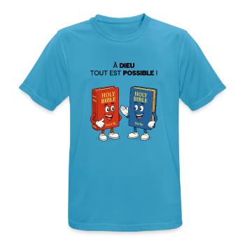 Bibel T-Shirt - Männer T-Shirt atmungsaktiv - Saphirblau - Vorne - AI Model Male 178 light (178cm)