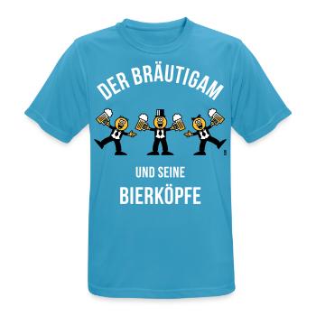 Der Bräutigam / Bierköpfe (Karikatur / 3C / W) - Männer T-Shirt atmungsaktiv - Saphirblau - Vorne - AI Model Male 178 light (178cm)