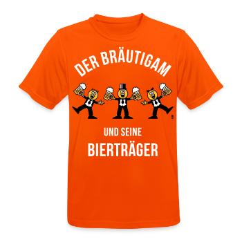 Der Bräutigam / Bierträger (Karikatur / 3C / W) - Männer T-Shirt atmungsaktiv - Neonorange - Vorne - AI Model Male 185 dark (185cm)