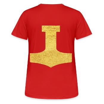 Mjölnir Schutzsymbol Mjölnir Thors Hammer - Frauen T-Shirt atmungsaktiv - Rot - Hinten - AI Model Female 172 dark (172cm)
