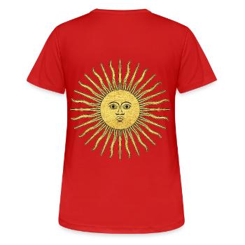 Spirituelles Symbol der Erleuchtung Sonne - Frauen T-Shirt atmungsaktiv - Rot - Hinten - AI Model Female 172 dark (172cm)