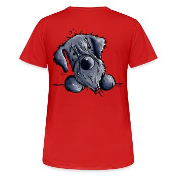 Knuffiger Schnauzer - Frauen T-Shirt atmungsaktiv - Rot - Hinten - AI Model Female 172 dark (172cm)