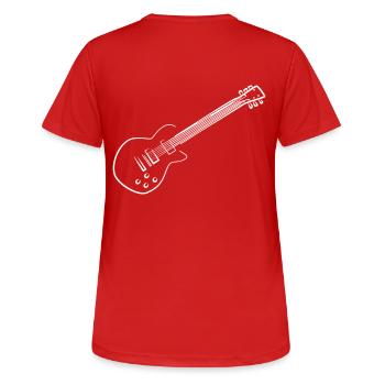 E-Gitarre - Frauen T-Shirt atmungsaktiv - Rot - Hinten - AI Model Female 172 dark (172cm)