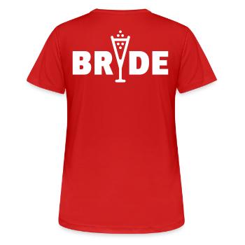 Bride Bubbly (Hen Night Bachelorette Party White) - Women's Breathable T-Shirt - red - Back - AI Model Female 172 dark (172cm)
