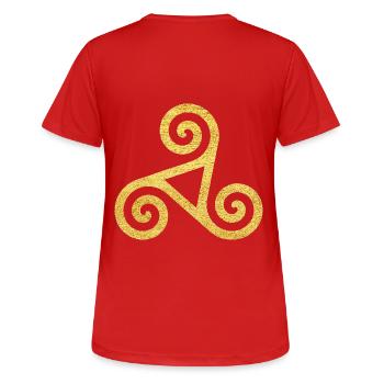 Triskelel Symbole Celtique Triskelion Protection - T-shirt respirant Femme - rouge - Dos - AI Model Female 172 dark (172cm)