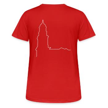 Hamburg Michel - Frauen T-Shirt atmungsaktiv - Rot - Hinten - AI Model Female 172 dark (172cm)