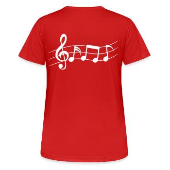 Gesang Logo Symbole Musik - Frauen T-Shirt atmungsaktiv - Rot - Hinten - AI Model Female 172 dark (172cm)