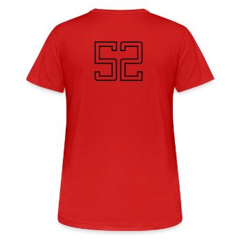 Number 52 (University Style) - Women's Breathable T-Shirt - red - Back - AI Model Female 172 dark (172cm)