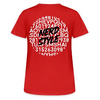 NERD - Frauen T-Shirt atmungsaktiv - Rot - Hinten - AI Model Female 172 dark (172cm)