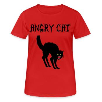 Verärgerte Katze - Frauen T-Shirt atmungsaktiv - Rot - Vorne - AI Model Female 172 dark (172cm)