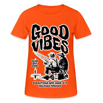 Pêche : Ondes positives - T-shirt respirant Femme - orange néon - Devant - AI Model Female 172 dark (172cm)