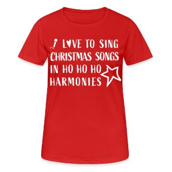 J’adore chanter des chansons de Noël dans des harmonies Hohoho - T-shirt respirant Femme - rouge - Devant - AI Model Female 172 dark (172cm)