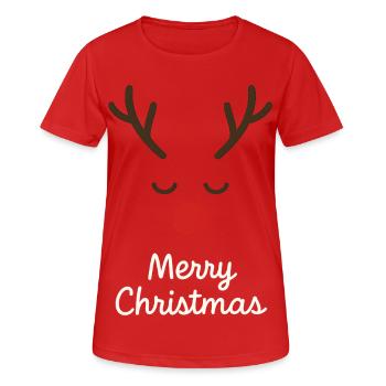 Hirsch Rudolph Joyeux Noël - T-shirt respirant Femme - rouge - Devant - AI Model Female 172 dark (172cm)