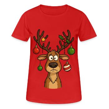 Cerf Rudolph Joyeux Noël doux - T-shirt respirant Femme - rouge - Devant - AI Model Female 172 dark (172cm)