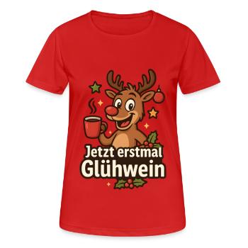 Maintenant vin chaud Noël - T-shirt respirant Femme - rouge - Devant - AI Model Female 172 dark (172cm)