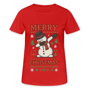 Joyeux Noël Éponge Bonhomme de Neige - T-shirt respirant Femme - rouge - Devant - AI Model Female 172 dark (172cm)