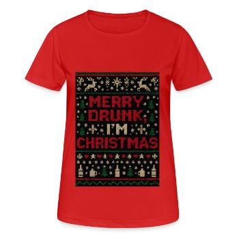 Joyeux ivrogne Je suis Noël - T-shirt respirant Femme - rouge - Devant - AI Model Female 172 dark (172cm)