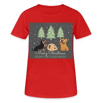 Frohe Weihnachten Hunde für alle - Frauen T-Shirt atmungsaktiv - Rot - Vorne - AI Model Female 172 dark (172cm)