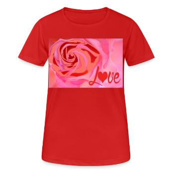 Rosenliebe Farbexplosion Love - Frauen T-Shirt atmungsaktiv - Rot - Vorne - AI Model Female 172 dark (172cm)