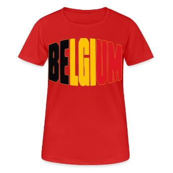 Maillot de football belge, design des supporters belges - T-shirt respirant Femme - rouge - Devant - AI Model Female 172 dark (172cm)