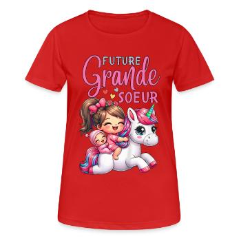 Future Grande Sœur Licorne - T-shirt respirant Femme - rouge - Devant - AI Model Female 172 dark (172cm)