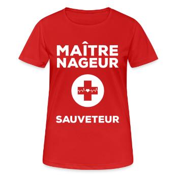 Maître Nageur Sauvetage Logo - T-shirt respirant Femme - rouge - Devant - AI Model Female 172 dark (172cm)