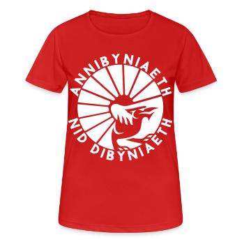 Annibyniaeth Nid Dibyniaeth - Frauen T-Shirt atmungsaktiv - Rot - Vorne - AI Model Female 172 dark (172cm)