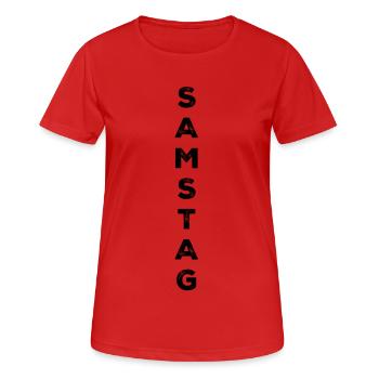 Saturday - black - Women's Breathable T-Shirt - red - Front - AI Model Female 172 dark (172cm)