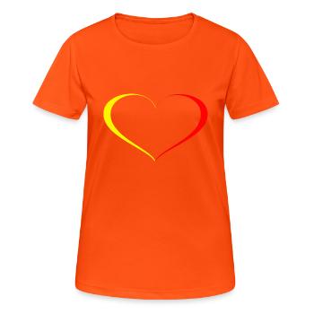 Coeur Jaune Rouge - T-shirt respirant Femme - orange néon - Devant - AI Model Female 172 dark (172cm)