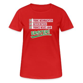 Frohe Weihnachten | Rutsch | Neues Jahr – ERSTER - Frauen T-Shirt atmungsaktiv - Rot - Vorne - AI Model Female 172 dark (172cm)