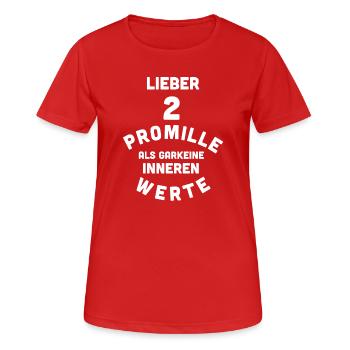 2 Promille, 0 Sorgen - Frauen T-Shirt atmungsaktiv - Rot - Vorne - AI Model Female 172 dark (172cm)
