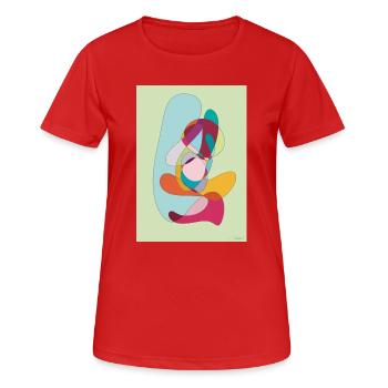 Abstrakte Farbflächen Komposition - Frauen T-Shirt atmungsaktiv - Rot - Vorne - AI Model Female 172 dark (172cm)