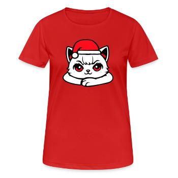 Katze Selbstbewusst Weihnachtsmütze Süß Kätzchen - Frauen T-Shirt atmungsaktiv - Rot - Vorne - AI Model Female 172 dark (172cm)