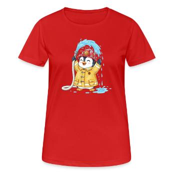 Pinguin Feuerwehrmann Kinder Wasserspaß Schlauch - Frauen T-Shirt atmungsaktiv - Rot - Vorne - AI Model Female 172 dark (172cm)