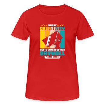 Constructeur de plaques de plâtre Installateur de plaques de plâtre - T-shirt respirant Femme - rouge - Devant - AI Model Female 172 dark (172cm)