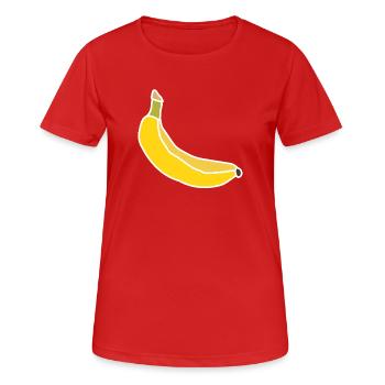 Banane jaune – Illustration fruitée minimaliste - T-shirt respirant Femme - rouge - Devant - AI Model Female 172 dark (172cm)